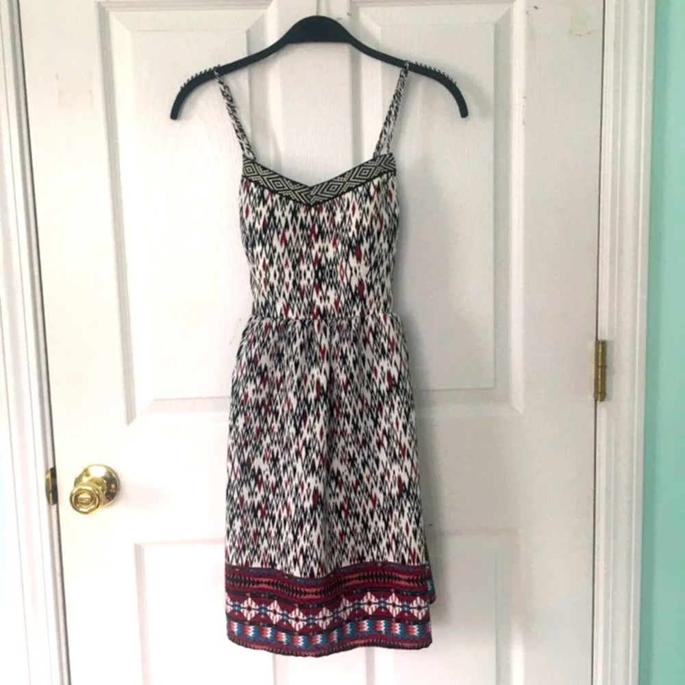 Maroon Aztec Print Dress - Picture 1 of 6